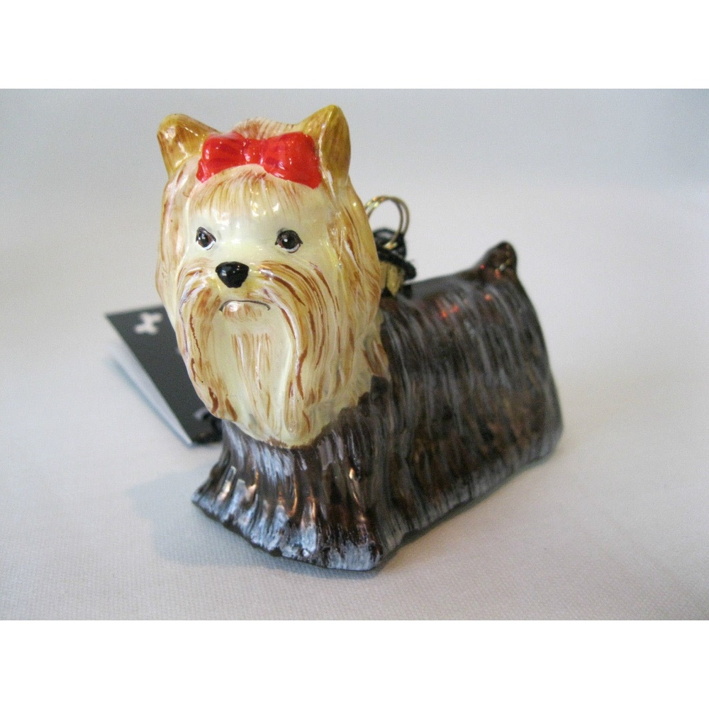 NEW Yorkshire Terrier Glass Christmas Ornament